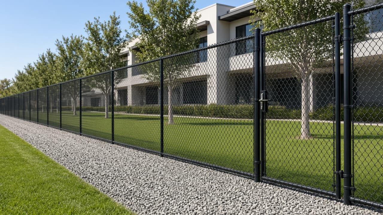 Chain link: galvanized chain link fence