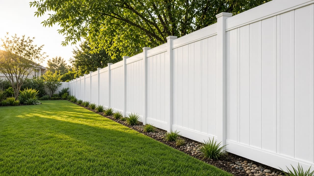 Vinyl privacy: white vinyl privacy fence with a lattice top